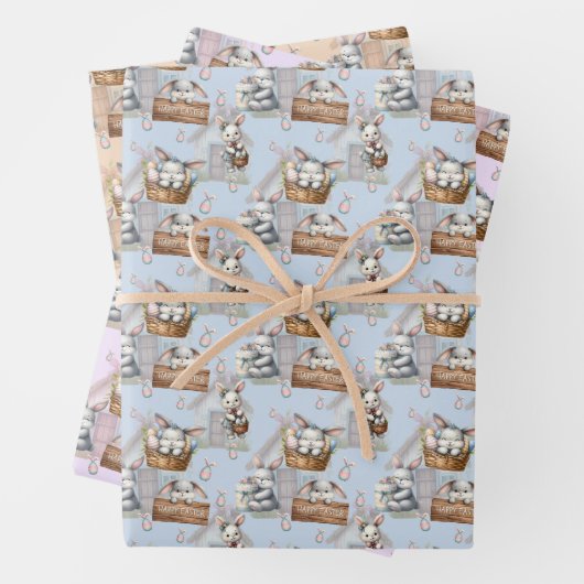 Frohe Osterhase in einem Korb Geschenkpapier Set (Beispiel)