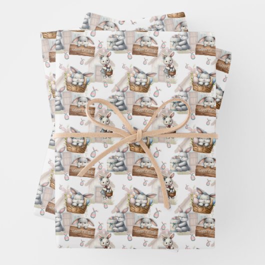 Frohe Osterhase in einem Korb Geschenkpapier Set (Beispiel)