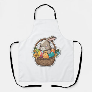 Frohe Osterhase mit einem Korb farbenfroher Eier Schürze