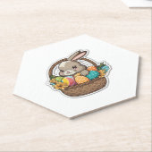Frohe Osterhase mit einem Korb farbenfroher Eier Untersetzer (angewinkelt)