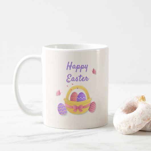 Frohe Osterkörbe und Schmetterlinge Kaffeetasse (Mit Donut)