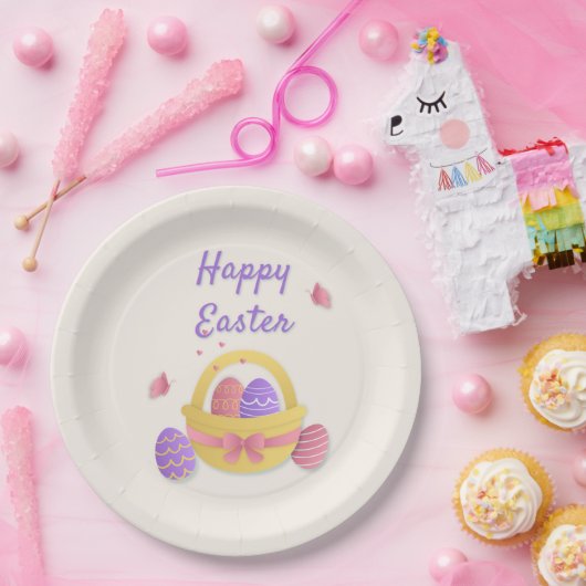 Frohe Osterkörbe und Schmetterlinge Pappteller (Party)