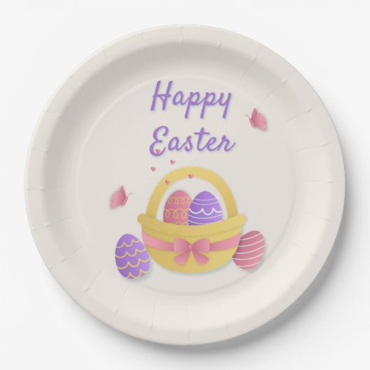 Frohe Osterkörbe und Schmetterlinge Pappteller (Vorderseite)