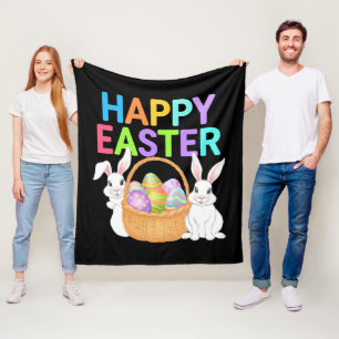 Frohe Ostern 2025  Eier Hase Süßer Hase Fleecedecke