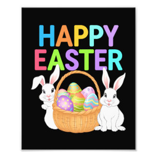 Frohe Ostern 2025  Eier Hase Süßer Hase Fotodruck