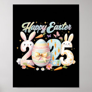 Frohe Ostern 2025 Hase Kaninchen Gesicht Ostertag Poster
