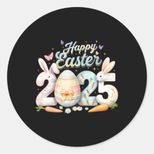 Frohe Ostern 2025 Hase Kaninchen Gesicht Ostertag  Runder Aufkleber