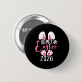 Frohe Ostern 2026 Hase Osterei Frauen Mädchen Kind Button (Vorne & Hinten)