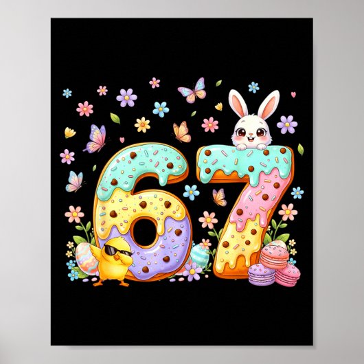 Frohe Ostern 67 Hase Six Seven Ostern 6 7 Kind Poster (Vorne)