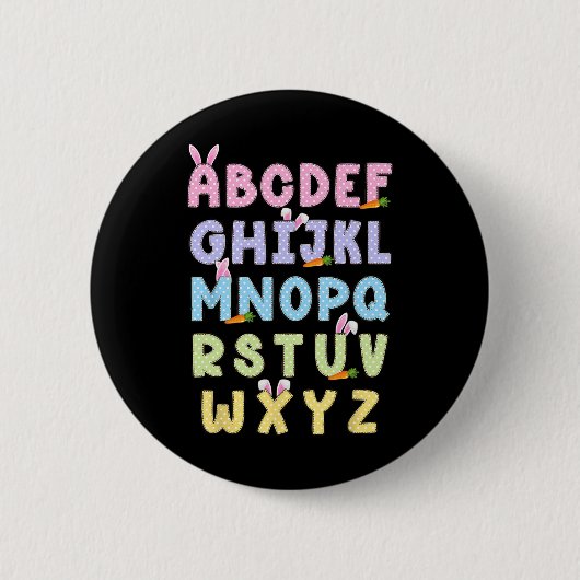Frohe Ostern Alphabet Abcs Elemeno Für Lehrer Button (Vorderseite)
