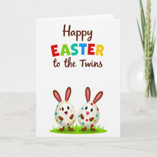 Frohe Ostern an die Zwillinge Karte (Vorderseite)