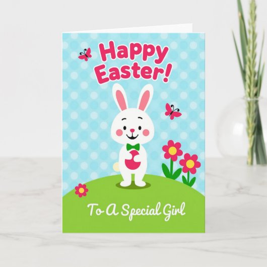 Frohe Ostern an ein Mädchen Karte (Vorderseite)