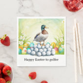Frohe Ostern an Golfer mit Golfball und Ei Serviette (Beispiel)