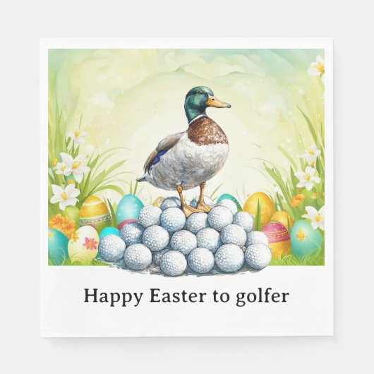 Frohe Ostern an Golfer mit Golfball und Ei Serviette (Vorderseite)