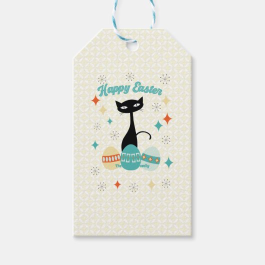 Frohe Ostern, Atomzeit, Mittelalter Moderne Katze Geschenkanhänger (Vorderseite)