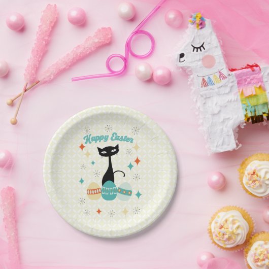 Frohe Ostern, Atomzeit, Mittelalter Moderne Katze Pappteller (Party)