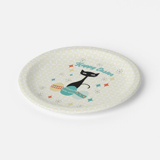 Frohe Ostern, Atomzeit, Mittelalter Moderne Katze Pappteller (Schrägansicht)