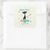 Frohe Ostern, Atomzeit, Mittelalter Moderne Katze Quadratischer Aufkleber (Tasche)