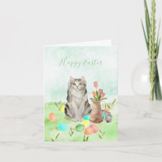 Frohe Ostern aus der Katze Karte (Vorderseite)