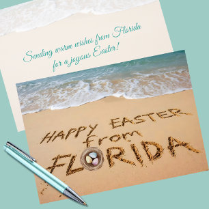 Frohe Ostern aus Florida in den Sand geschrieben Feiertagskarte