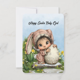 Frohe Ostern Baby Mädchen Mitteilungskarte