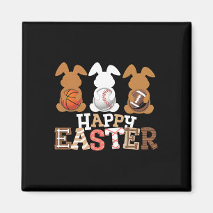 Frohe Ostern Baseball Football Basketball Hase Ra Magnet