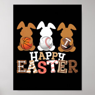 Frohe Ostern Baseball Football Basketball Hase Ra Poster