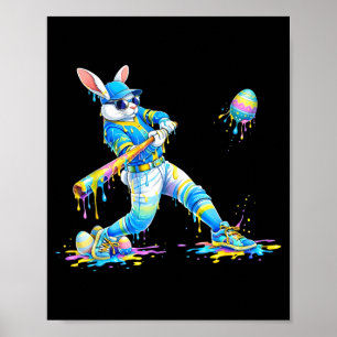 Frohe Ostern Baseballspieler Hase Sport Jungen Poster