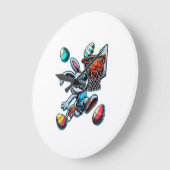 Frohe Ostern Basketball Jungen Osterhase Lustig Ea Große Wanduhr (Winkel)