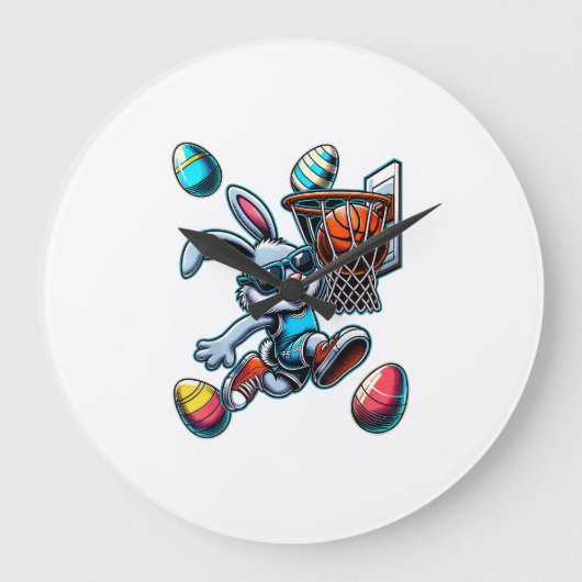Frohe Ostern Basketball Jungen Osterhase Lustig Ea Große Wanduhr (Vorderseite)