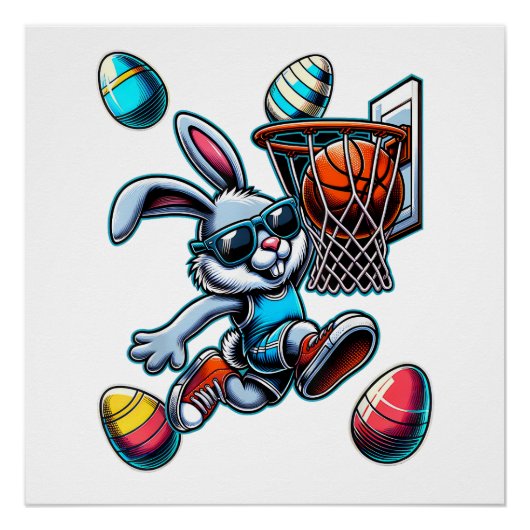 Frohe Ostern Basketball Jungen Osterhase Lustig Ea Poster (Vorderseite)