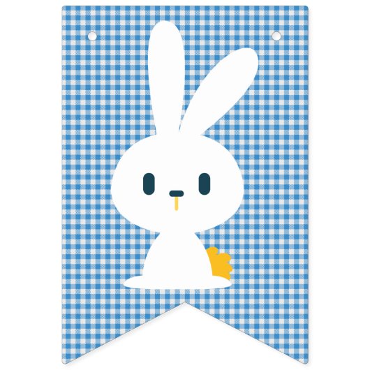 Frohe Ostern. Blau und Weiß Kariert. Wimpelkette (Zweite Fahne)