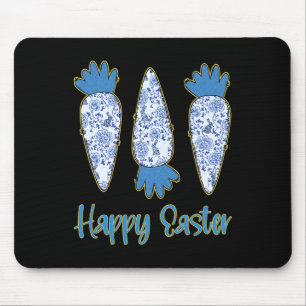Frohe Ostern Blaue Florale Chinoiserie Karotten Ei Mousepad