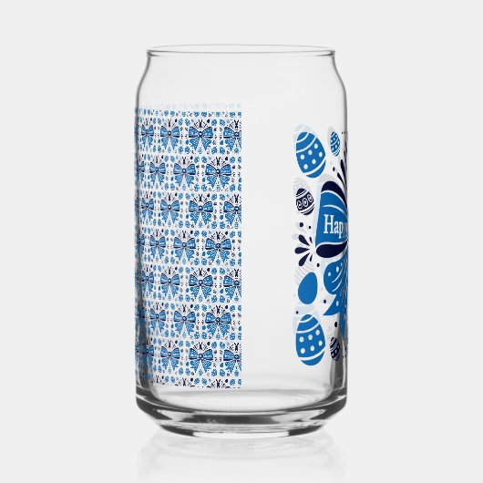 Frohe Ostern Blaue Schleife Folk Art Hase & Eier F Dosenglas (Rechts)