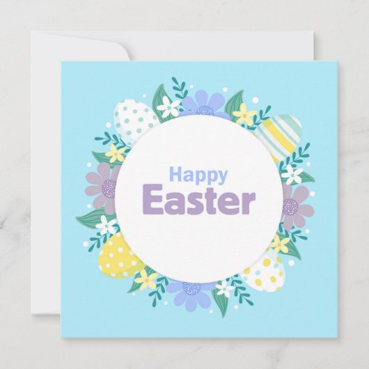 Frohe Ostern Blumen und Eier  Feiertagskarte (Vorderseite)