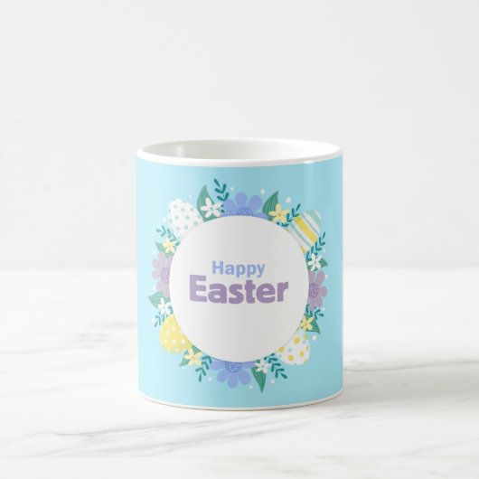Frohe Ostern Blumen und Eier Kaffeetasse (Mittel)