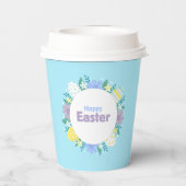 Frohe Ostern Blumen und Eier Pappbecher (Rückseite)