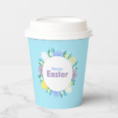 Frohe Ostern Blumen und Eier Pappbecher (Vorderseite)