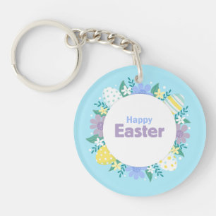 Frohe Ostern Blumen und Eier Schlüsselanhänger