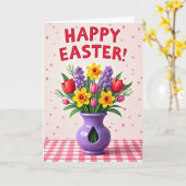 Frohe Ostern Blumen-Vase Karte (Gelbe Blume)