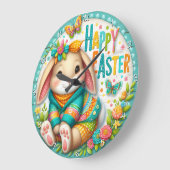Frohe Ostern Blumenhase Große Wanduhr (Winkel)
