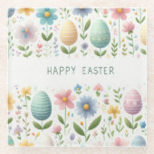 Frohe Ostern Blüten Glasuntersetzer (Vorderseite)