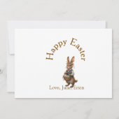Frohe Ostern brauner Hase mit Eiern Liebe Name hin Einladung (Rückseite)