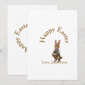 Frohe Ostern brauner Hase mit Eiern Liebe Name hin Einladung (Vorne/Hinten)