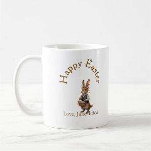 Frohe Ostern brauner Hase mit Eiern Liebe Name hin Kaffeetasse