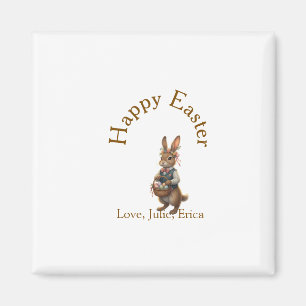 Frohe Ostern brauner Hase mit Eiern Liebe Name hin Magnet