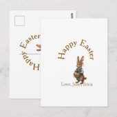 Frohe Ostern brauner Hase mit Eiern Liebe Name hin Postkarte (Vorne/Hinten)