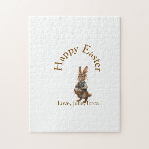 Frohe Ostern brauner Hase mit Eiern Liebe Name hin Puzzle