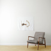 Frohe Ostern brauner Hase mit Eiern Liebe Name hin Wandteppich (Beispiel (Horizontal))