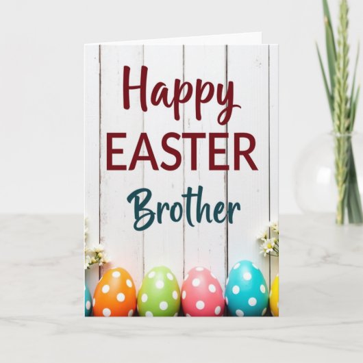 Frohe Ostern Bruder Polka Dot Karte (Vorderseite)